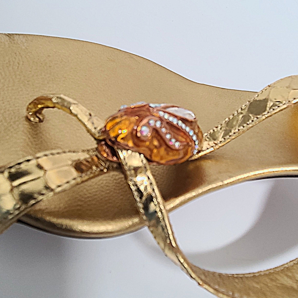 Gucci x Tom Ford Vintage 04' Farewell Runway Gold Metallic Python Sandals COA 6½ - Picture 7 of 16